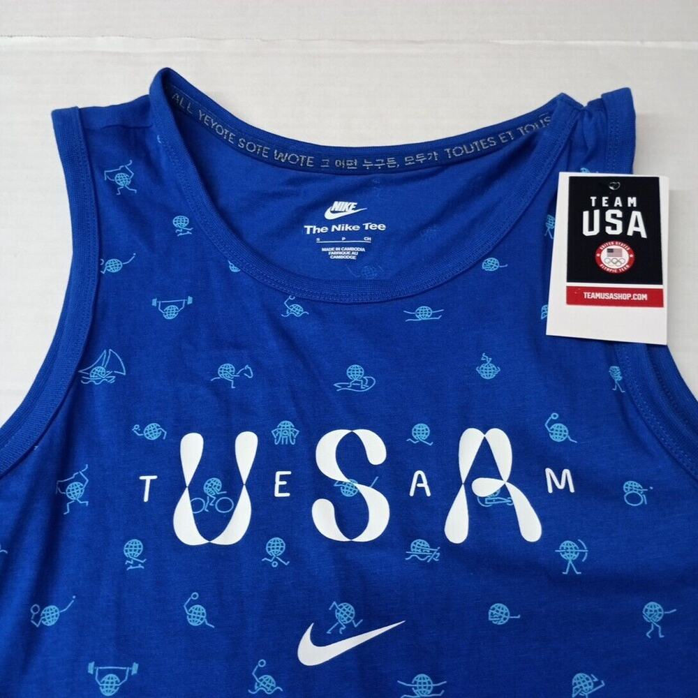 Nike USA Club Tank Top Men's S Small Blue All Over Print FN0879-417 - Picture 2 of 7